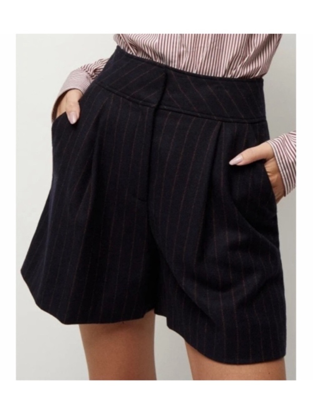 Veronica Beard Pinstripe Wool Shorts